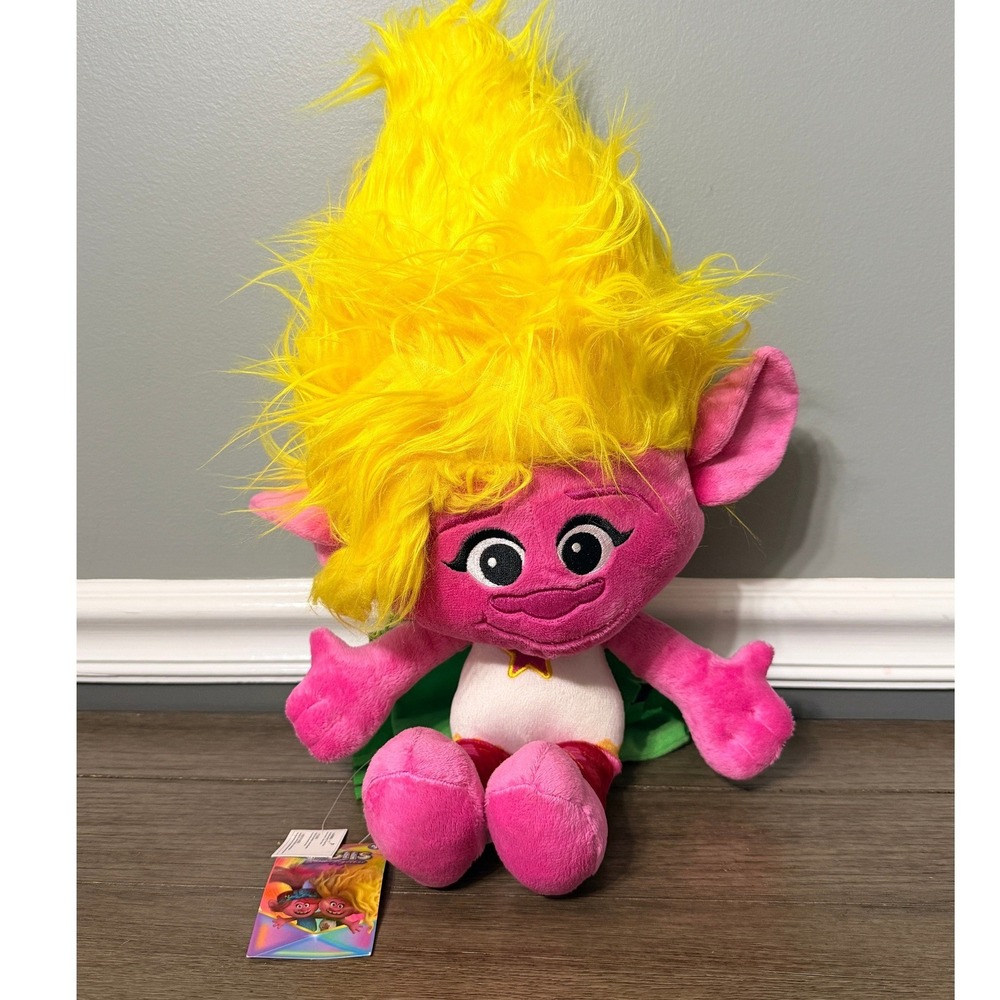 DreamWorks Trolls Band Together Viva Plush Stuffed Animal Yellow Hair Cape Toy
